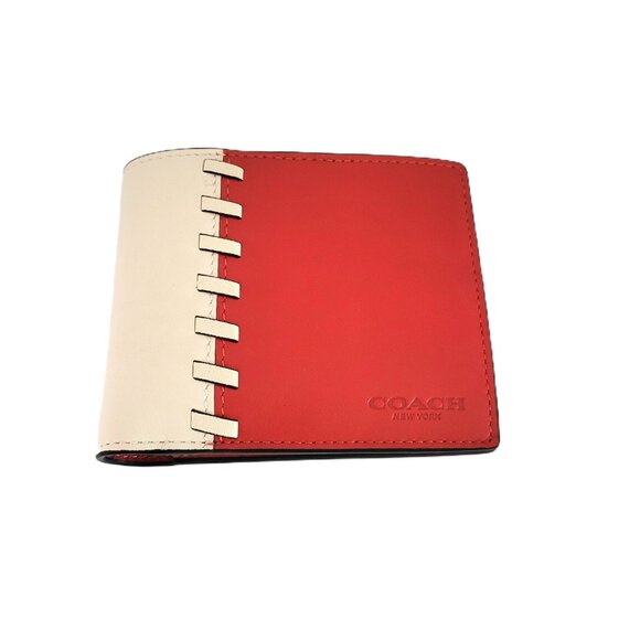 Coach CAX59 3 In 1 Whipstitch Calf Leather Billfold Wallet Sport Red Chalk - Picture 4 of 8